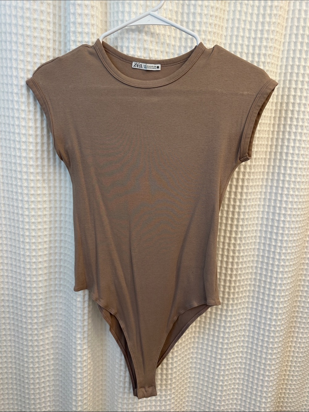 ZARA Taupe Cap Sleeve Bodysuit